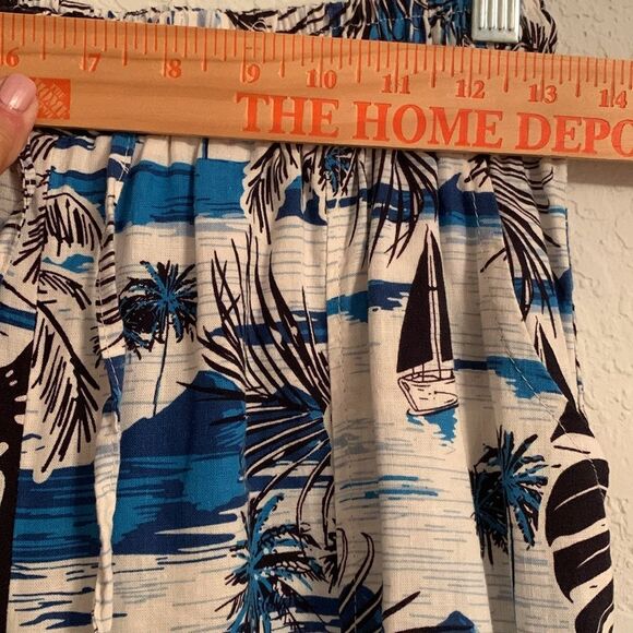 C&C Tropical Print 2pc Set Top Crop/ Joggers Cargo Style Linen Blend Size S - Picture 11 of 15